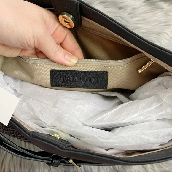 New Talbots Woven Convertible Shoulder Crossbody Bag in Black - Picture 7 of 9